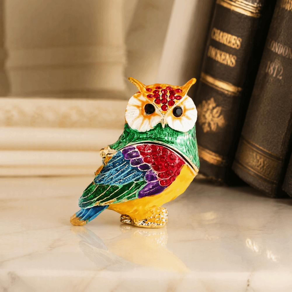 Jewelry Holder Owl Jewelry Box Zinc Alloy Owl Figurine Collectible Owl Trinket Box  Home Decoration