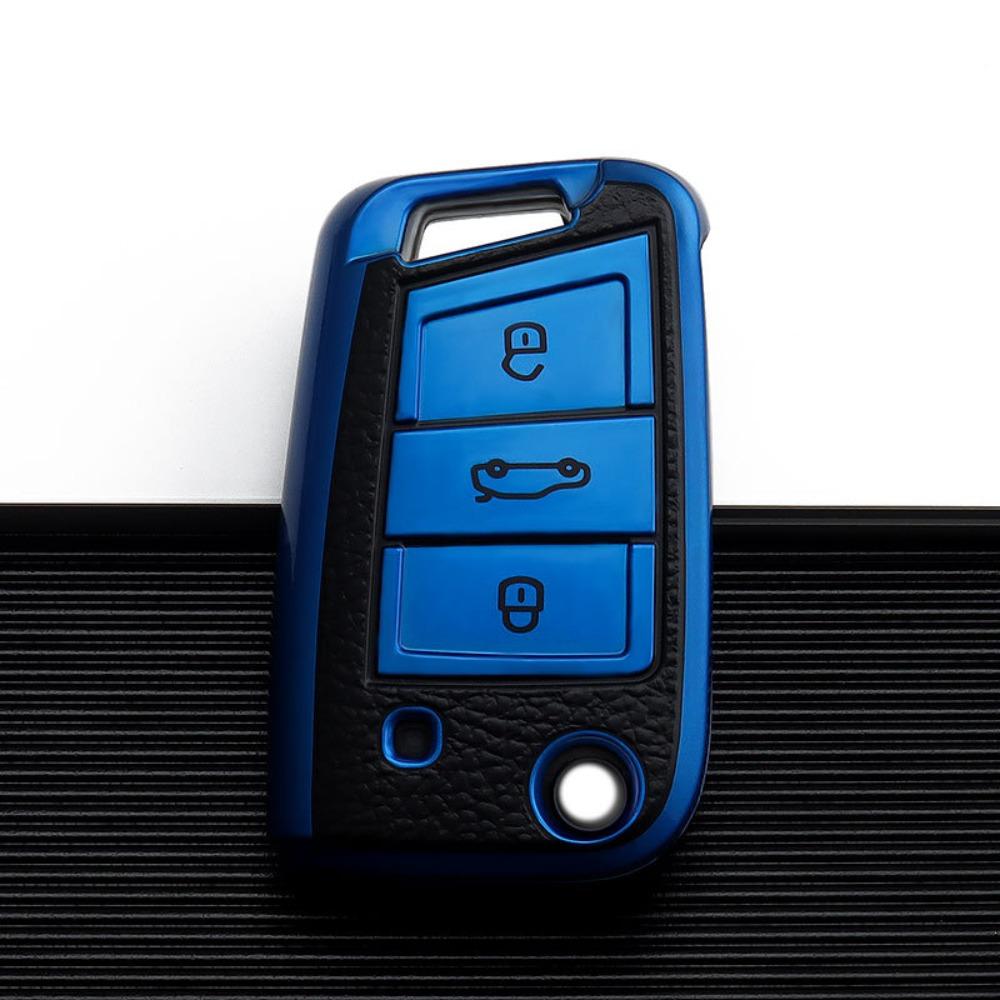 VW Car Key Cover for Polo Golf Jetta Passat Tiguan Santana Leather Key Case Protector