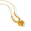 Korean Trendy Love Heart Snake Bone Chain Women's Non-Fading Versatile Peach Heart Pendant Necklace