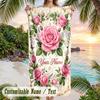 Roses Shadows Theme Quick Dry Beach Towel Custom Name Text Print Large Sand Resistant Towel Beach Vacation