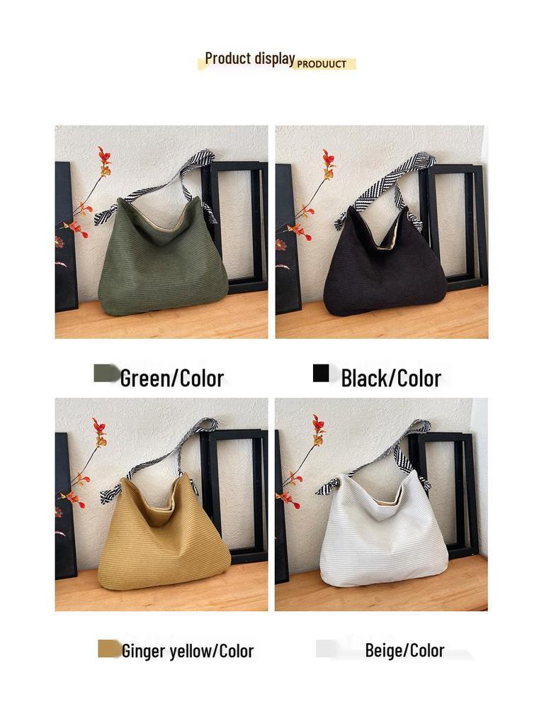 Women's 2025 Korean Style Color Block Tote Bag with Wide Strap: New Large Capacity Casual Shoulder Handbag