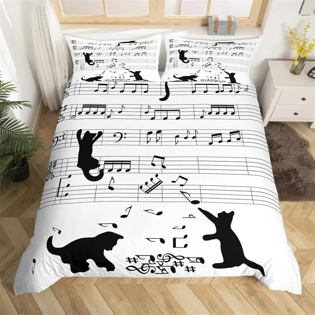Orange Cat Duvet Cover Set King Queen Size Cute Animals Pattern Polyester Comforter Cover Quilt Cover For Kids Teens Bedding Set