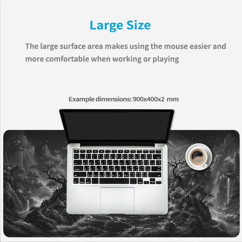 Mouse Pad Black White Moonlit Gamer Printon Demand Large Computer Mousepad XXL Mechanical Keyboard Pad Soft Carpet Non-Slip