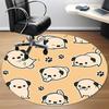 1PCPug Pattern Office Round Area Rug,  Mat Suitable For Office, Under Office Chairs Bedroom Living Room Home Decor, Room Deco