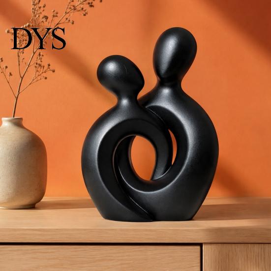 Figurina di Coppia Romantica per Arredamento Casa Statua Astratta, Decorazione in Resina Dorata, Accenti Creativi Moderni da Tavolo Scultura Centrale per Ingresso