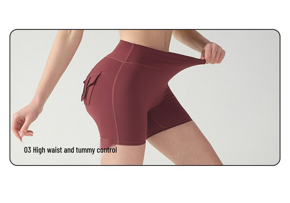 Hoge Taille Afslankende Yoga Cargo Shorts: Sneldrogende, Heupliftende, Hoge Elasticiteit Fitnesskleding