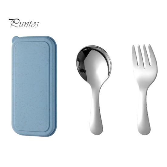 

Набор вилок и ложек из нержавеющей стали с футляром, набор дорожных принадлежностей с эргономичной ручкой, переносные принадлежности для пикника на открытом воздухе для путешествий, пикника, кемпинга синий