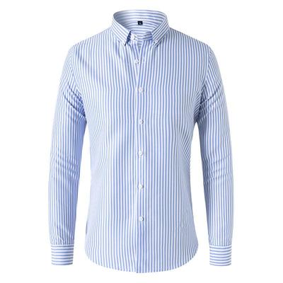Men's Striped Long Sleeve Shirt Fashion Business Casual Slim Fit Lapel Shirt Men's