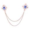 Fashion Cross Collar Chain Gothic Rhinestone Cross Collar Pin with Fringe for Men Women Bohemian Shirt Accessory Brooch Lapel Pin
