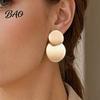 Thin Metal Sheet Earrings Chunky Circle Dangle Earrings, Geometric Stud Double Scratch Resistant Round Disc Large Jewelry for Women Elegant Simple