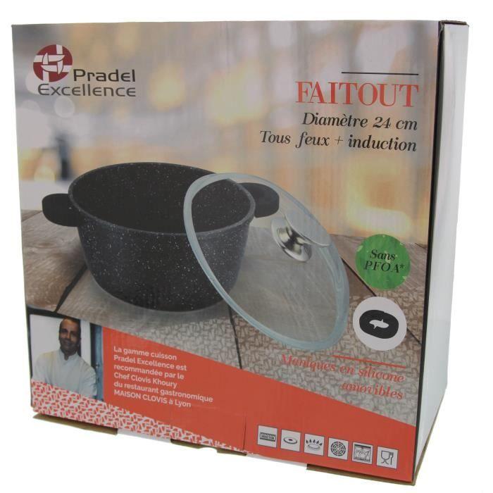 Pradel excellence faitout façon pierre - ø 24 cm - 4,2 l - noir - tous feux dont induction