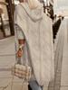 Women's long hooded cardigan with pockets, women's outerwear with hood, women's medium to long outerwear, casual jacket