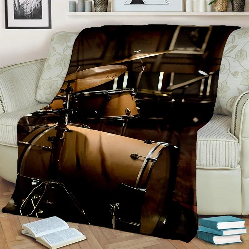 Music Instruments Drum Kit  Drum Set Blanket,Soft Throw Blanket for Home Bedroom Bed Sofa Picnic Travel Office Cover Blanket Kid