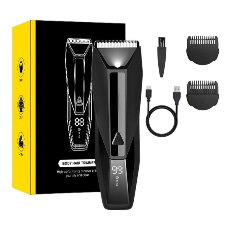 Groin & Body Hair Trimmer for Men Electric Trimmer Pubic Trimmer Body Shaver Waterproof Wet/Dry Body Shaver Groomer