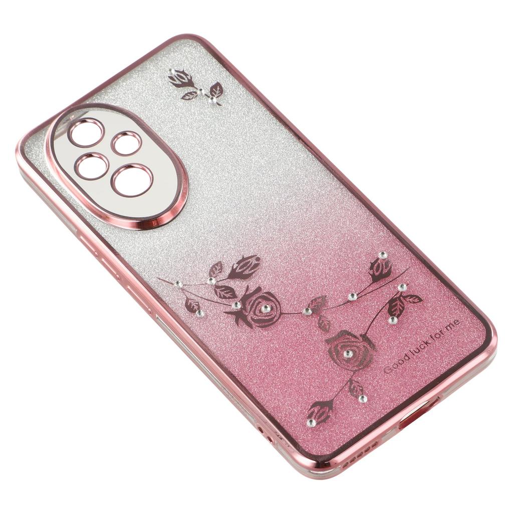 KADEM For Honor 200 5G Case Ring Kickstand TPU Flowers Phone Cover Gradient Glitter