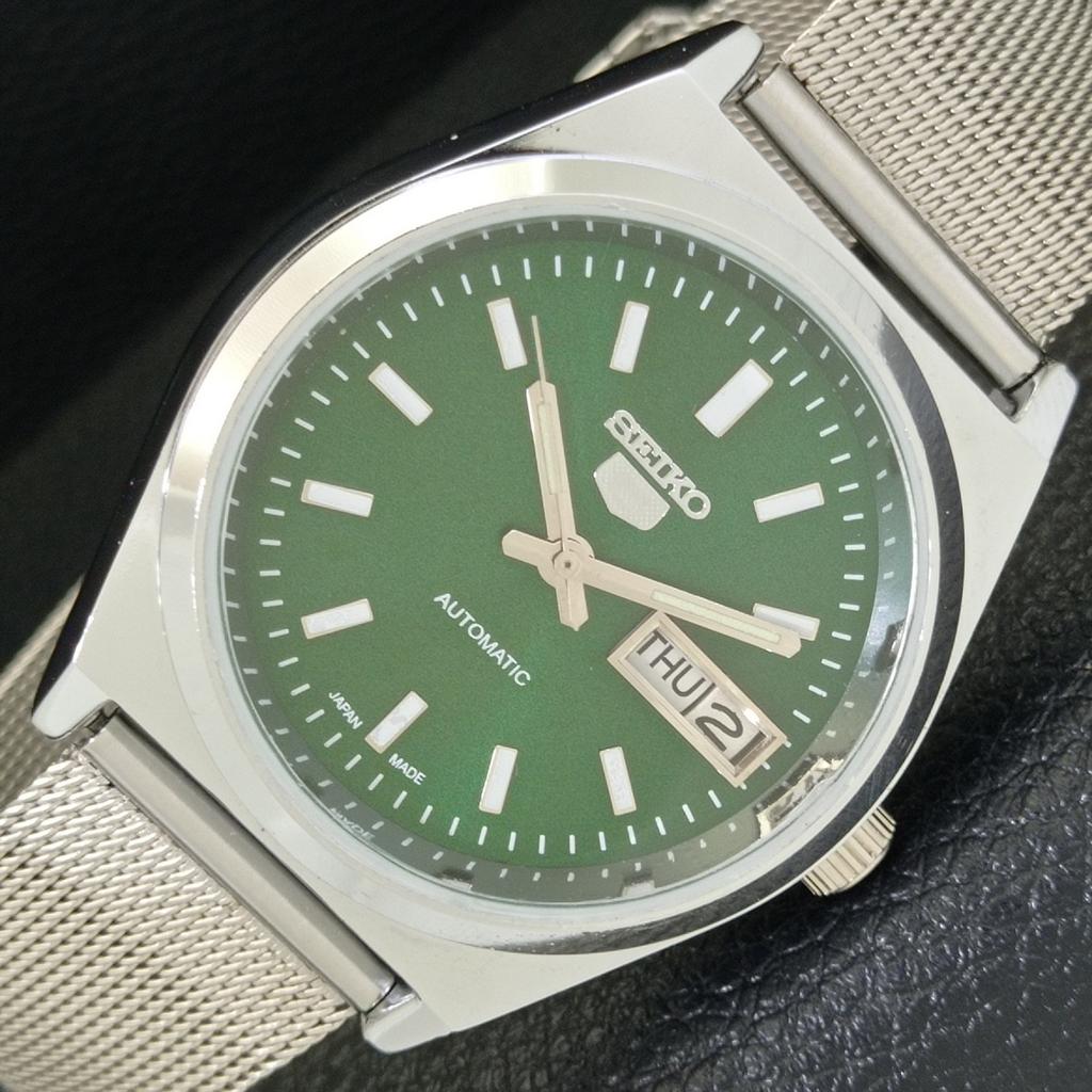 AUTOMATIC VINTAGE REFURBISHED SEIKO 5 JAPAN MENS GREEN DIAL WATCH A440667-9 Sk-a440667-1