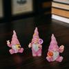 3 Pcs/Set Flower Gnome Figurines Collectible Dwarf Wearing Floral Hat Ornaments Desktop Gnome Statues for Home Cabinet Shelf Decorations