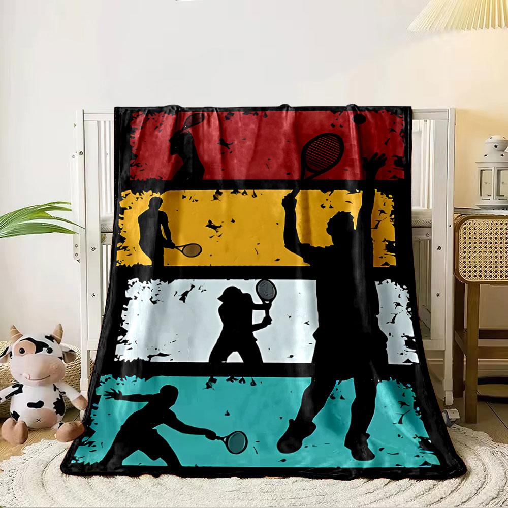 Tennis Silhouette Blanket for All Seasons Blanket Lunch Break Throw Gift