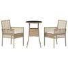Garden Dining Set 3 pcs Beige Poly Rattan