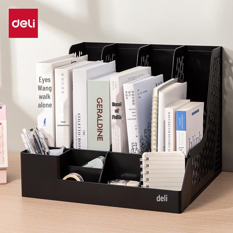 Deli 4-Compartment Multifunctional Desktop File Organizer with Pen Holder