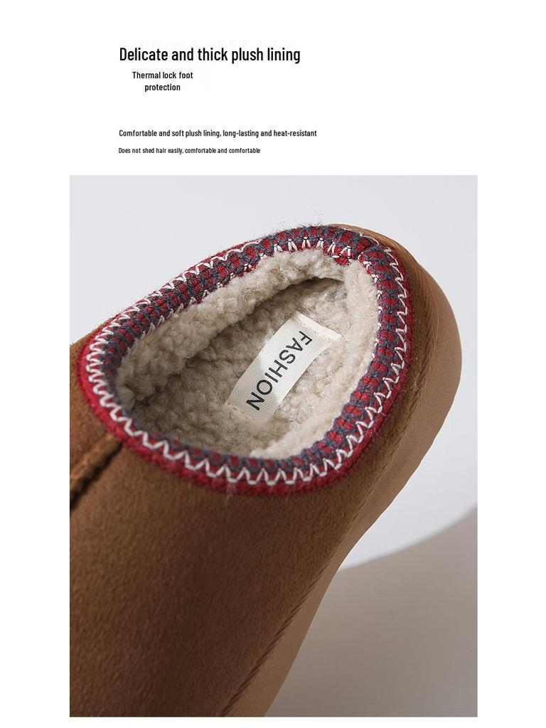 2024 Women's Solid Color Imitation Suede Velvet Home Slippers - Thick, Non-Slip, Lightweight & Warm