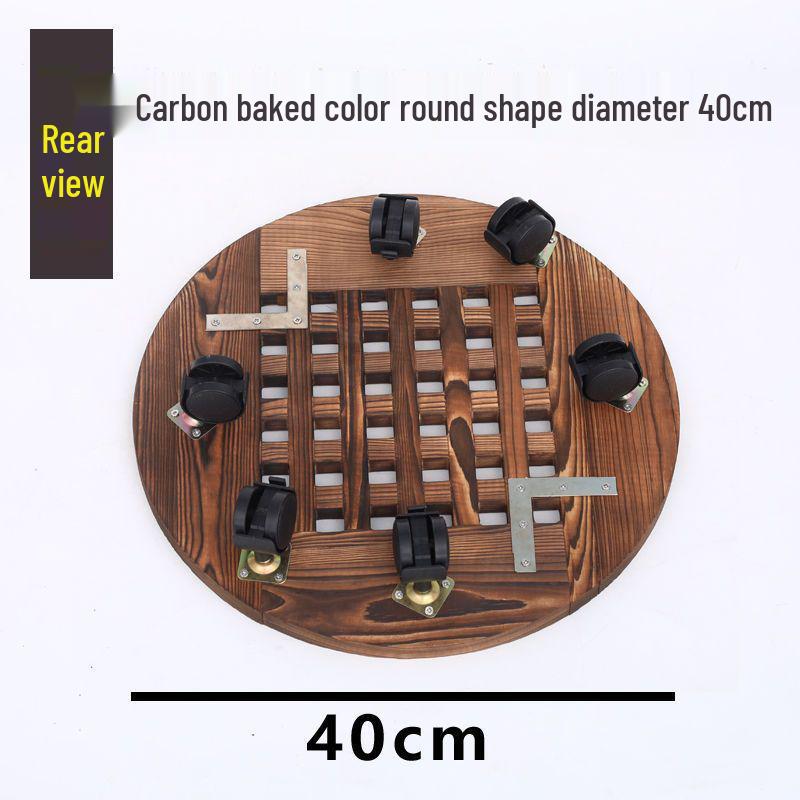 Bonsai Wood Flower Stand with Wheels | Square/Round Anti-Corrosion Elevated Pot Tray for Indoors