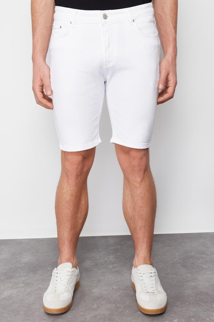 Men's Fashion New Shorts & Bermuda White Regular Fit Flexible Fabric Denim Jeans Shorts