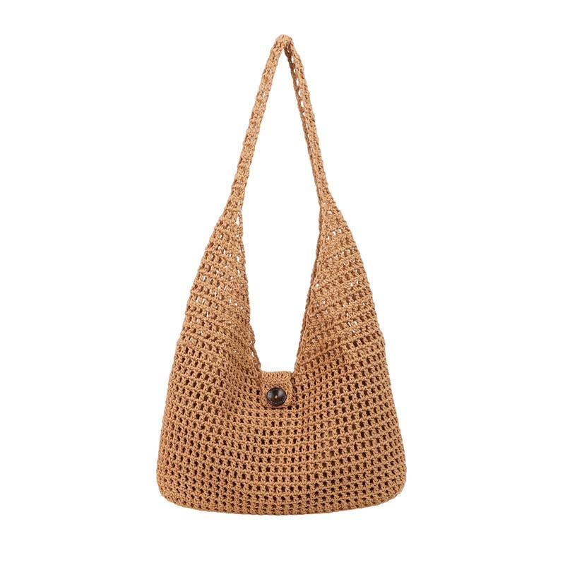 Woven Straw Bag Women's Large-capacity New Spring and Summer Bucket Shoulder Shopping Bag Lazy Wind Beach Bag