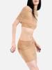 Teuluel Mesh High-Neck Cape Top (Nude)