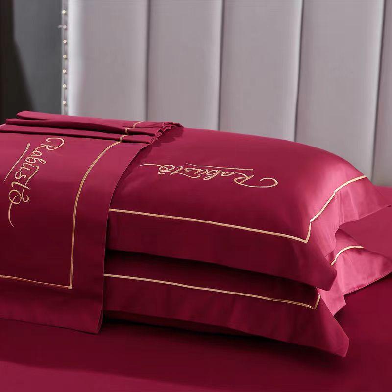 Длинноштапельная хлопковая наволочка с вышивкой, пара хлопковых наволочек 48*74см