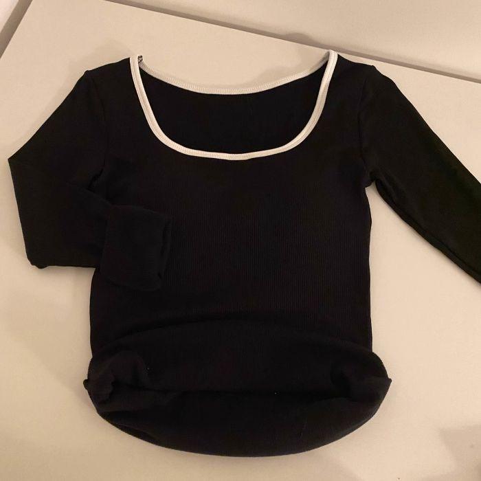 

Women s 2025 Autumn/Winter Warm Long-Sleeve T-Shirt with Built-in Bra Pads, Slimming Fit, and Contrasting Colors Medium чорний