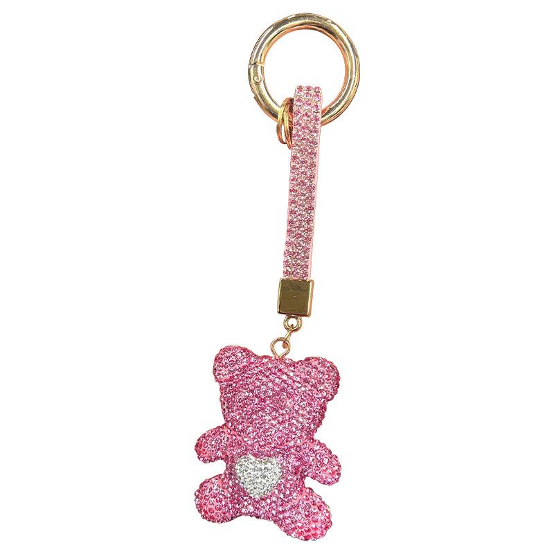 Little Bear Full Diamond Wind Keychain - Pure Color, Simple, Luxurious, High-end, Car Hanger