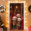NEW Christmas Front Door Decoration Cover 2D Winter Holiday Party Background Christmas Door Wrap For Indoor Outdoor Home Kitchen