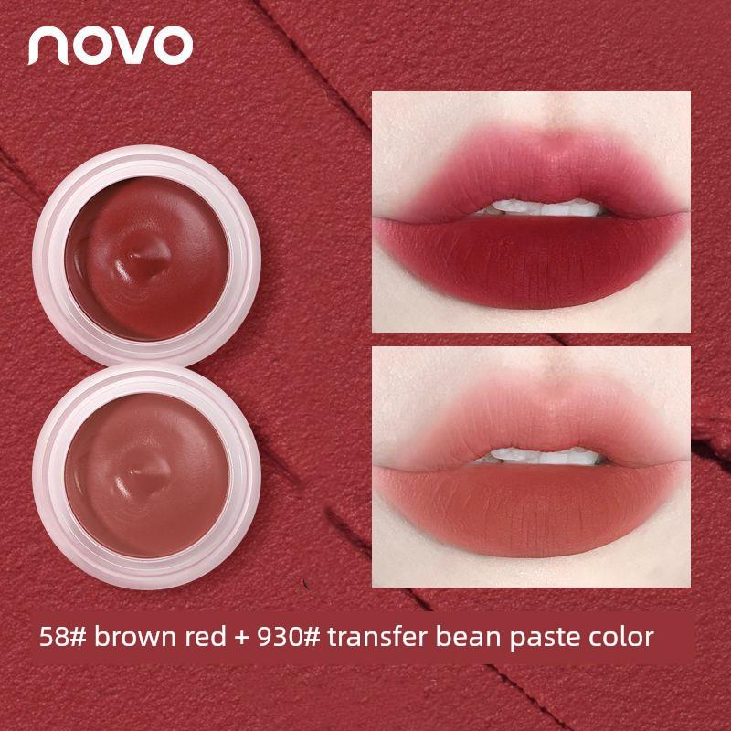 Novo Canned Mousse Lip Mud Matte Finish Velvet Plain Makeup Light Gray Pink Nude Color Series Lipstick Female Lip Lacquer Color