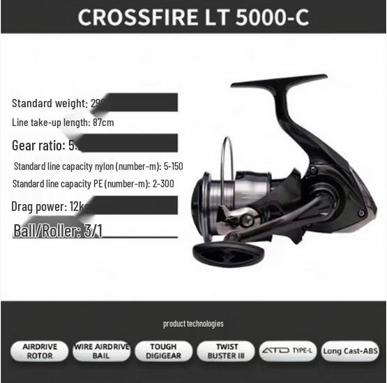 Daiwa CROSSFIRE LT Rybářský naviják s přední brzdou - Lehký rybářský naviják s kovovou cívkou pro daleké náhozy, Dostupný v 26 modelech.