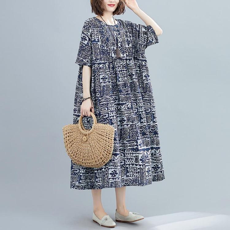 Damen Übergröße Sommer Baumwolle Locker Langes Kleid