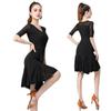 Vestido de Práctica Latino de Baile de Salón Delgado de Manga Corta para Mujer