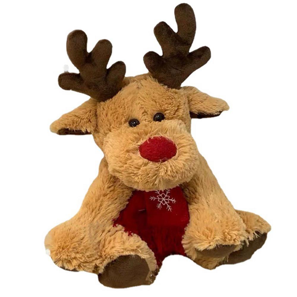 28CM Christmas Reindeer Scarf Plush Stuffed Doll Toy Home Sofa Decoration Gifts For Children New Year Decor Accessories -4
