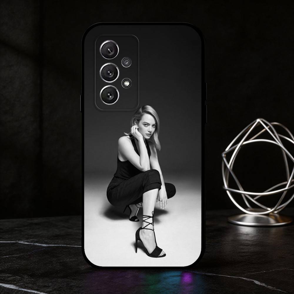 

E-Emma Stone phone Case For Samsung S25,24,21,22,23,30,Ultra,20,Plus,Fe,Lite,Note Soft Black Cover Samsung S21plus