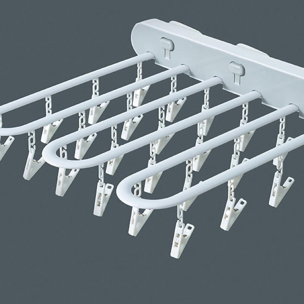 Clothes Drying Rack Wall Mounted Durable ABS Foldable Design Space Saving Clip and Drip Hanger