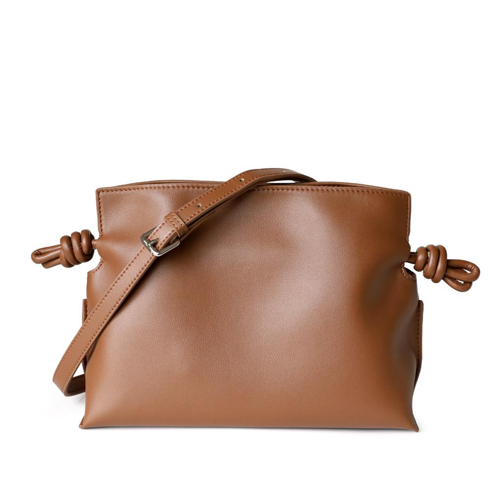 

Маленький счастливый мешочек, сумка из натуральной кожи, плечевой шнурок, сумка через плечо, модный шнурок в стиле легкой роскоши. 24.5x9x17.5cm кофейный