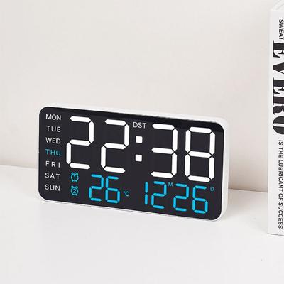 New Wall-mounted Electronic Wall Clock Multi-functional Date Digital LED Clocks Calendar 12/24H Display Table Clock for Bedroom