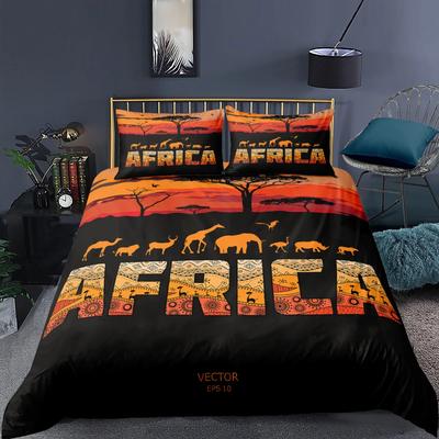 Juego de funda nórdica Bohemian Africa tamaño King/Queen, juego de ropa de cama boho retro exótico tropical étnico de poliéster para adolescentes y adultos