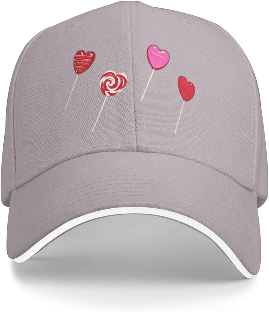 Herz-Lutscher-Druck Baseballkappe Lässig Polyester Sonnenschutz Outdoor Verstellbar Baseballmütze