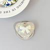 Iridescent Heart Rhinestone Phone Holder: Shell Pattern Magnetic Airbag Support Ring