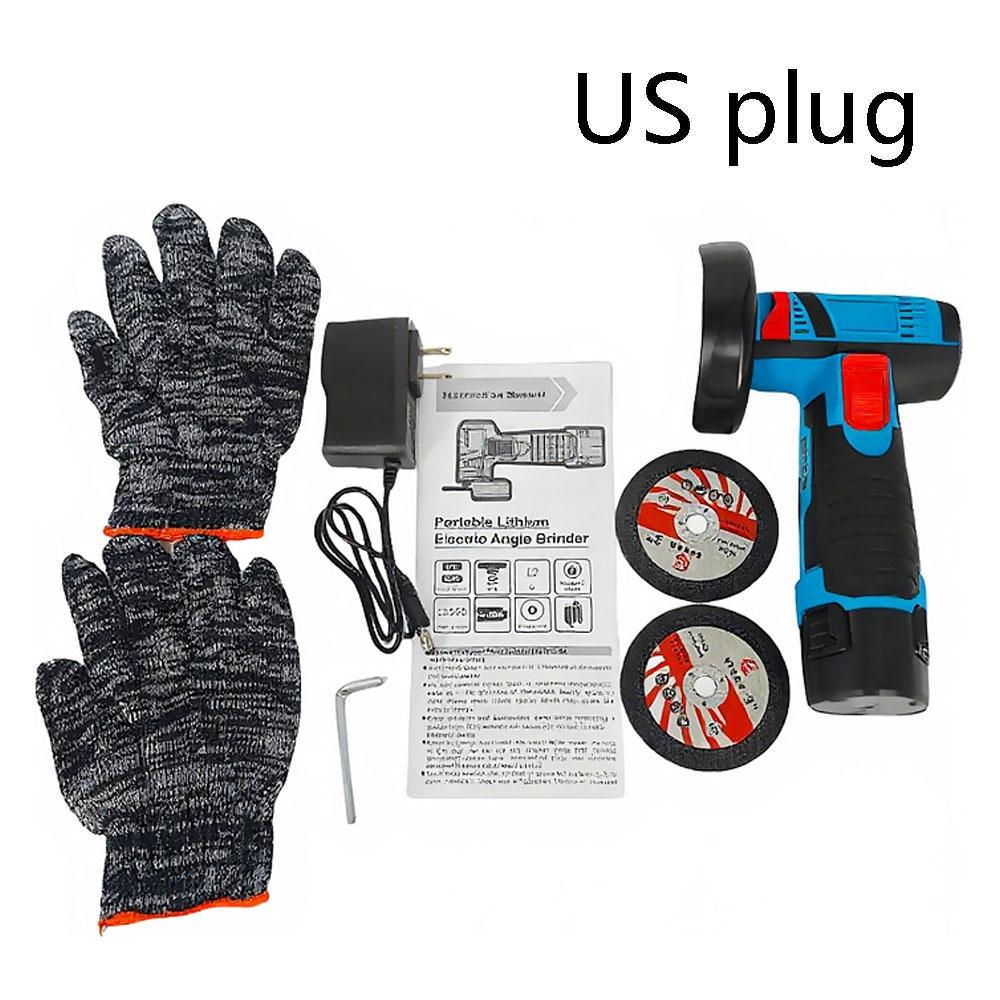 12V Cordless Electric Angle Grinder Brush Cutter Polishing Machine Portable DIY Home Power Tool with Saw Blade
