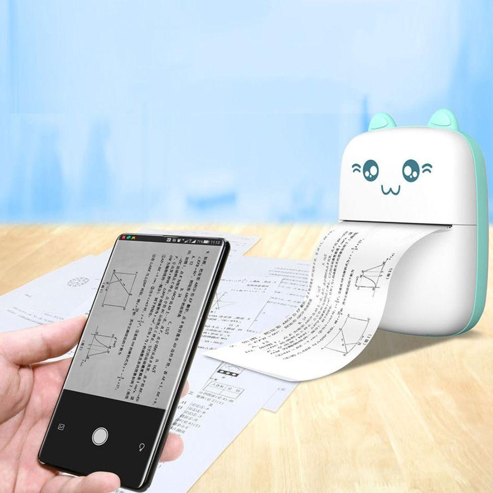 Cat Shaped Pocket Thermal Label Printer Lightweight Wireless Bluetooth Printer  Office