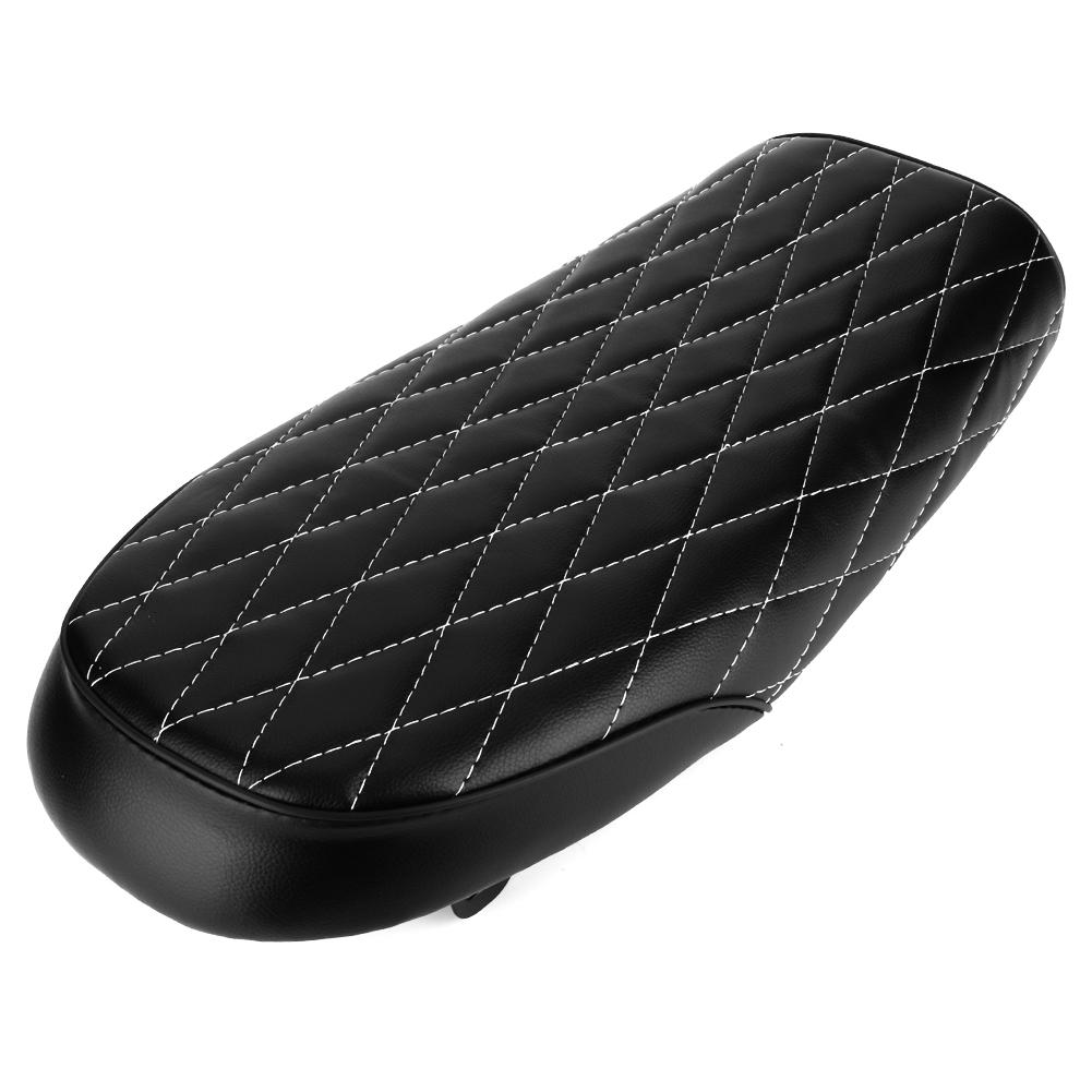 Motorcycle PU Lther Vintage St Flat Saddle Cushion for CG125 GN CG Black