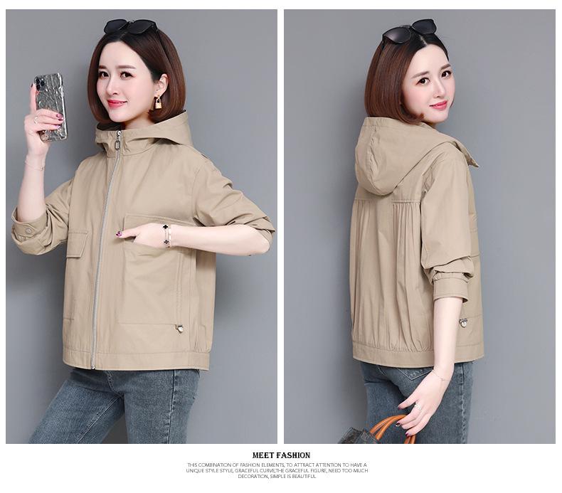 Women's Petite Hooded Trench Coat - Casual & Stylish for Spring & Autumn