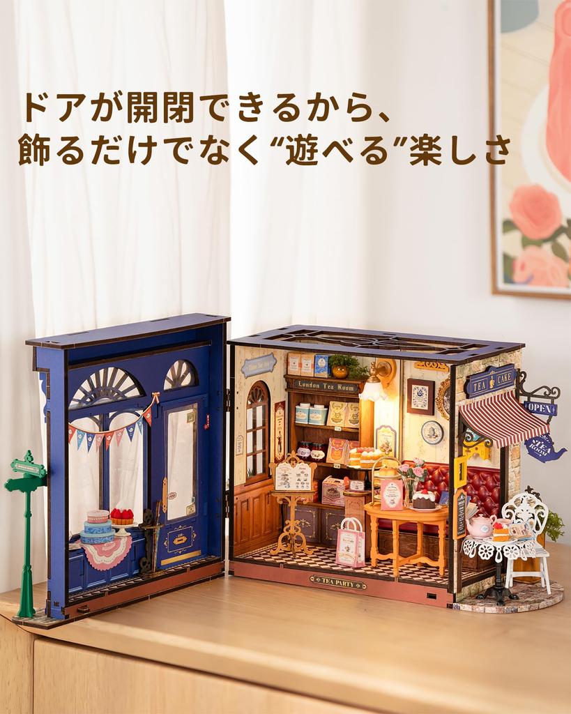 ROBOTIME Miniature House Dollhouse DIY Miniature Kit Dollhouse with LED Lights Mini Model Kit Figure Accessory DIY Craft Toy for Kids and Adults Chris